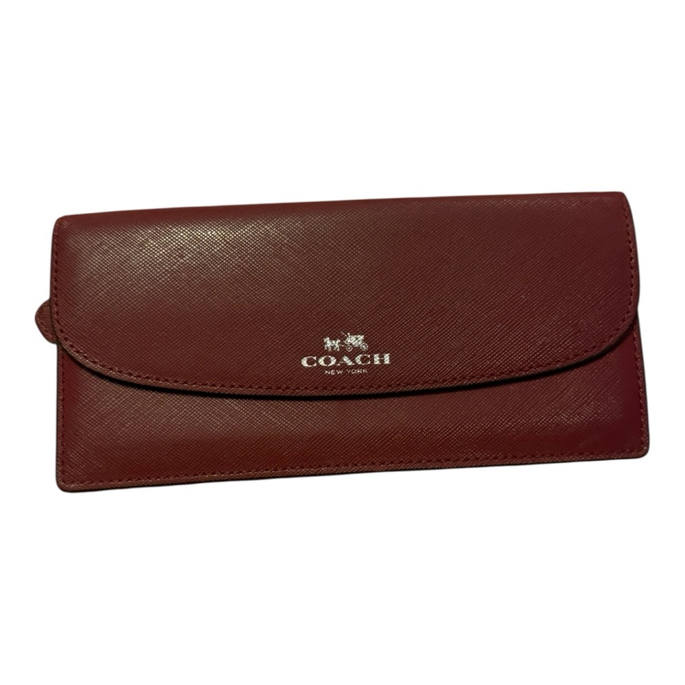 Coach Burgundy Leather Flap Continental Leather Wallet